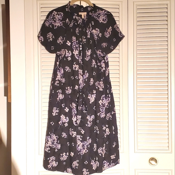 rebecca taylor hydrangea silk dress Rebecca Taylor Sz 4 Short Sleeve Hydrangea Silk Blend Dress Snow Combo NWT $395